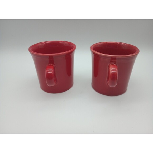 2 Fiesta Tom & Jerry Ring Handled Mugs Red Homer Laughlin Coffee Mugs - Picture 3 of 5